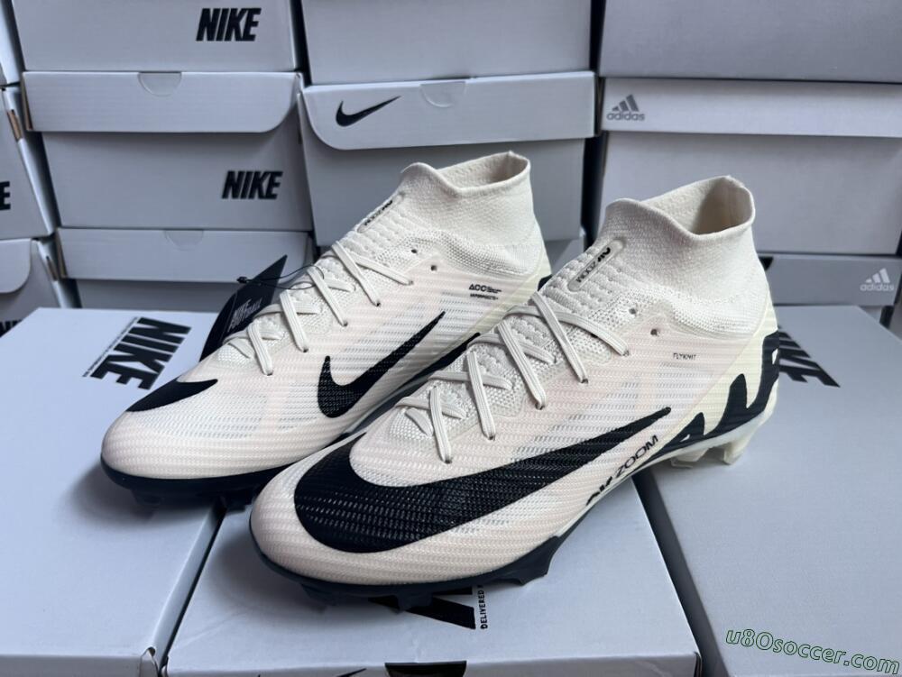 Nike Air Zoom Mercurial Superfly 9 Elite FG Firm Ground Soccer Cleats - Beige/Black