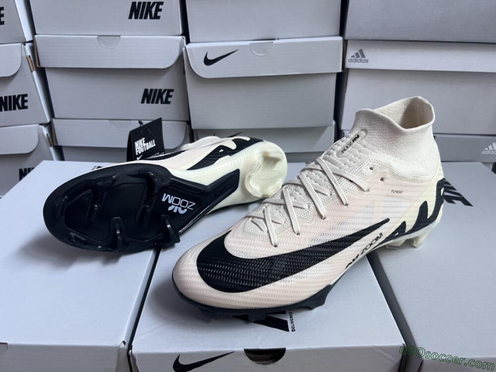 Nike Air Zoom Mercurial Superfly 9 Elite FG Firm Ground Soccer Cleats - Beige/Black