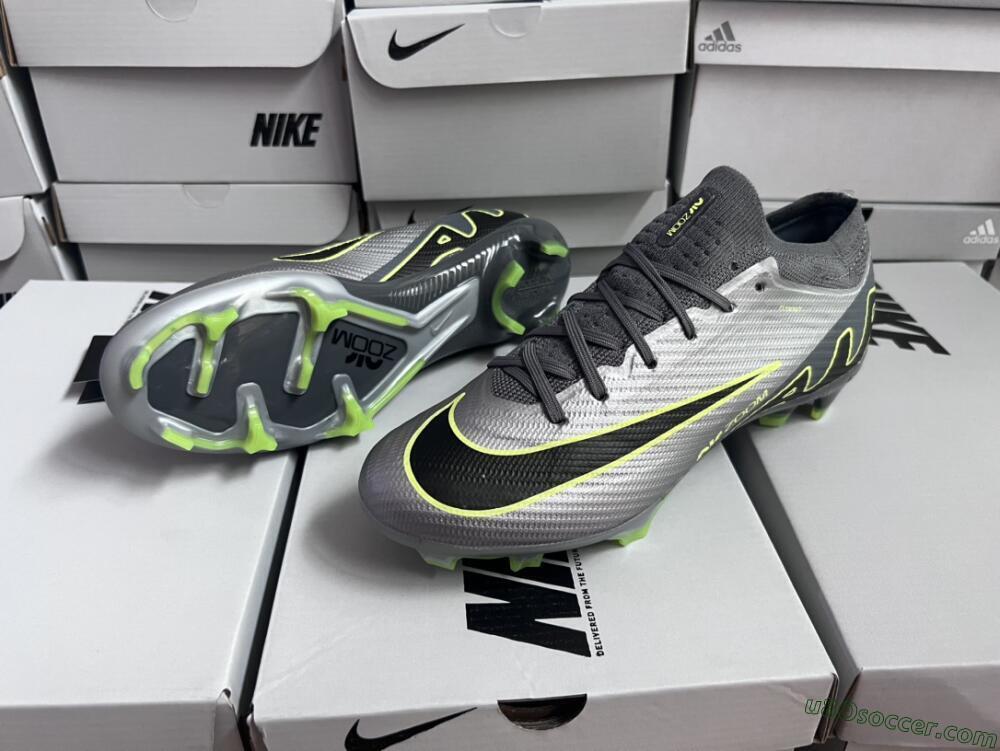 Nike Air Zoom Mercurial Vapor 15 Elite FG Firm Ground Soccer Cleats - Silver/Black/Yellow