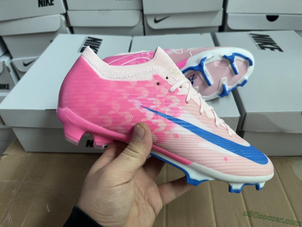 Nike Air Zoom Mercurial Vapor 15 Elite FG Firm Ground Soccer Cleats - Beige/Pink/Blue