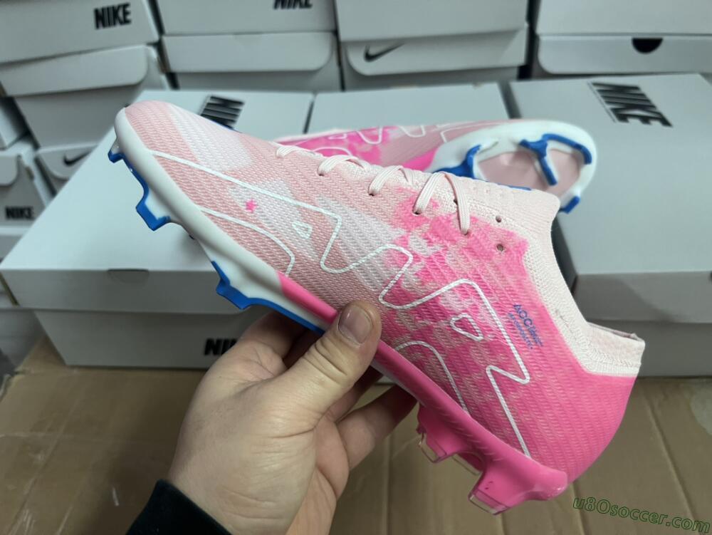 Nike Air Zoom Mercurial Vapor 15 Elite FG Firm Ground Soccer Cleats - Beige/Pink/Blue