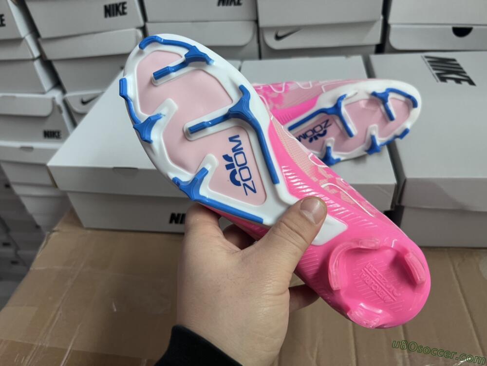 Nike Air Zoom Mercurial Vapor 15 Elite FG Firm Ground Soccer Cleats - Beige/Pink/Blue