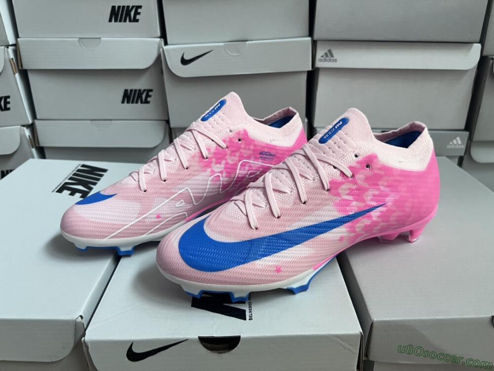 Nike Air Zoom Mercurial Vapor 15 Elite FG Firm Ground Soccer Cleats - Beige/Pink/Blue