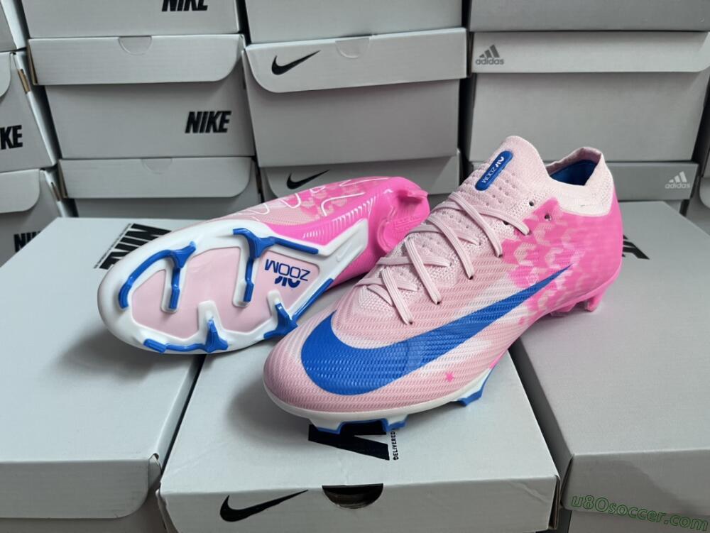 Nike Air Zoom Mercurial Vapor 15 Elite FG Firm Ground Soccer Cleats - Beige/Pink/Blue