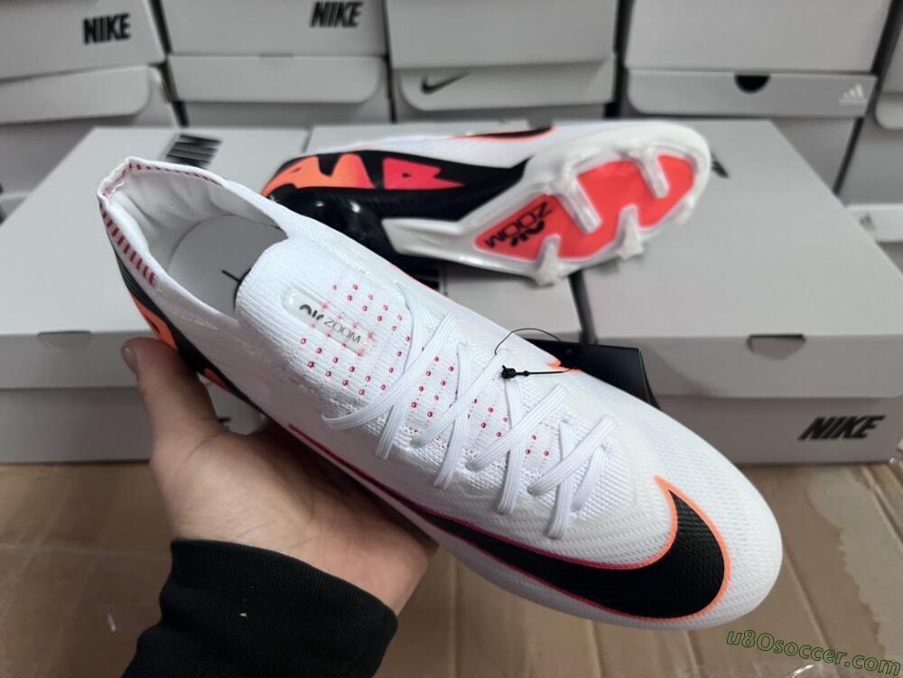 Nike Air Zoom Mercurial Vapor 15 Elite FG Firm Ground Soccer Cleats - White/Orange/Black