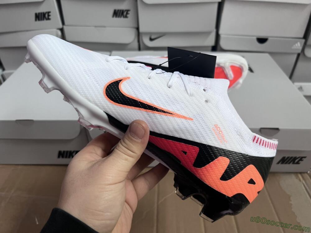Nike Air Zoom Mercurial Vapor 15 Elite FG Firm Ground Soccer Cleats - White/Orange/Black