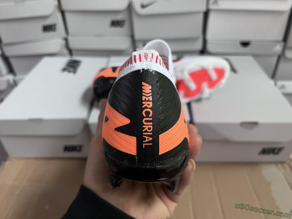Nike Air Zoom Mercurial Vapor 15 Elite FG Firm Ground Soccer Cleats - White/Orange/Black