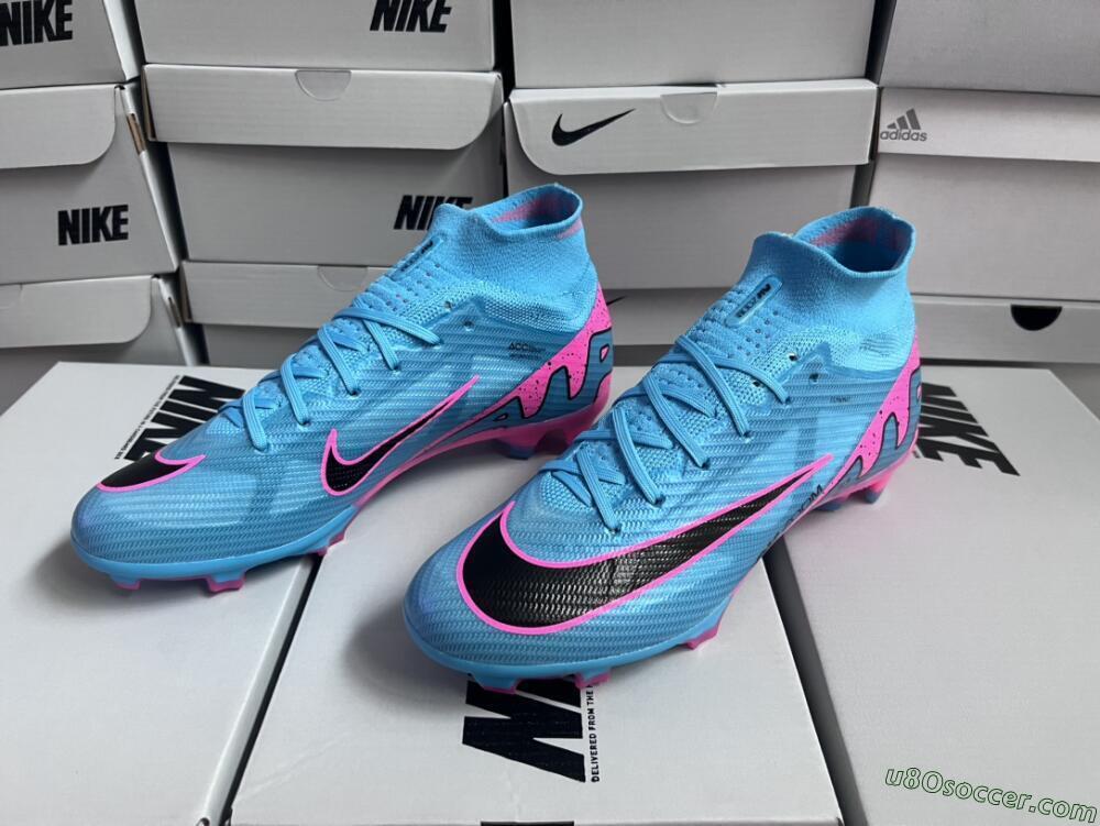 Nike Air Zoom Mercurial Superfly 9 Elite FG Firm Ground Soccer Cleats - Blue/Pink/Black