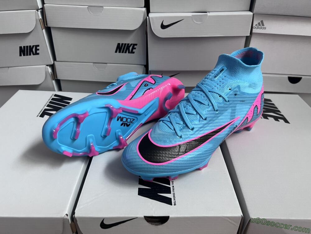 Nike Air Zoom Mercurial Superfly 9 Elite FG Firm Ground Soccer Cleats - Blue/Pink/Black