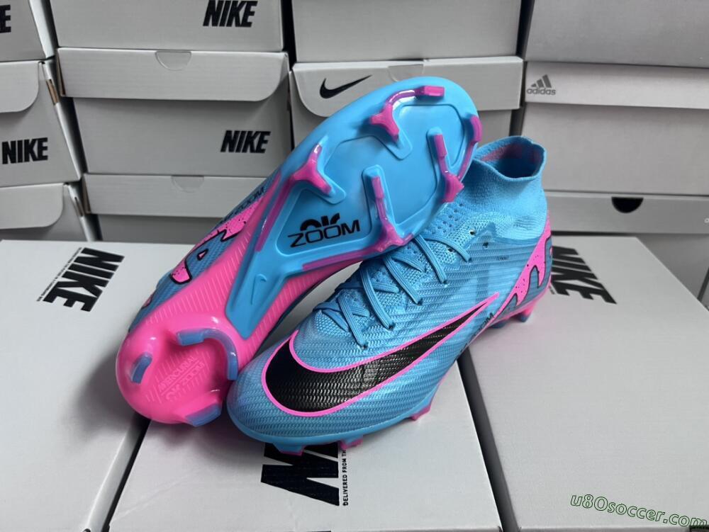 Nike Air Zoom Mercurial Superfly 9 Elite FG Firm Ground Soccer Cleats - Blue/Pink/Black