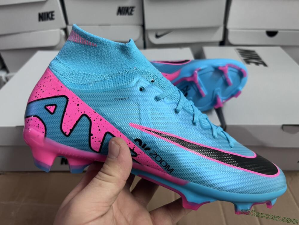 Nike Air Zoom Mercurial Superfly 9 Elite FG Firm Ground Soccer Cleats - Blue/Pink/Black