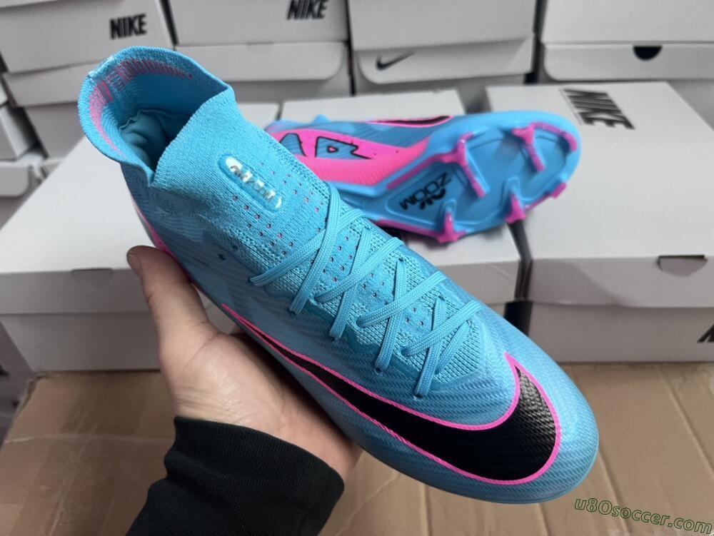Nike Air Zoom Mercurial Superfly 9 Elite FG Firm Ground Soccer Cleats - Blue/Pink/Black