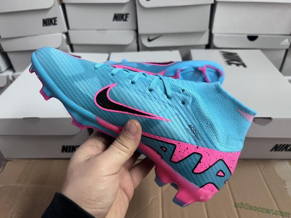 Nike Air Zoom Mercurial Superfly 9 Elite FG Firm Ground Soccer Cleats - Blue/Pink/Black