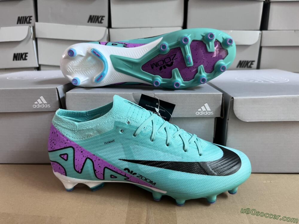 Nike Air Zoom Mercurial Vapor 15 Elite AG Artificial Grass Soccer Cleats - Jade/Purple/Black