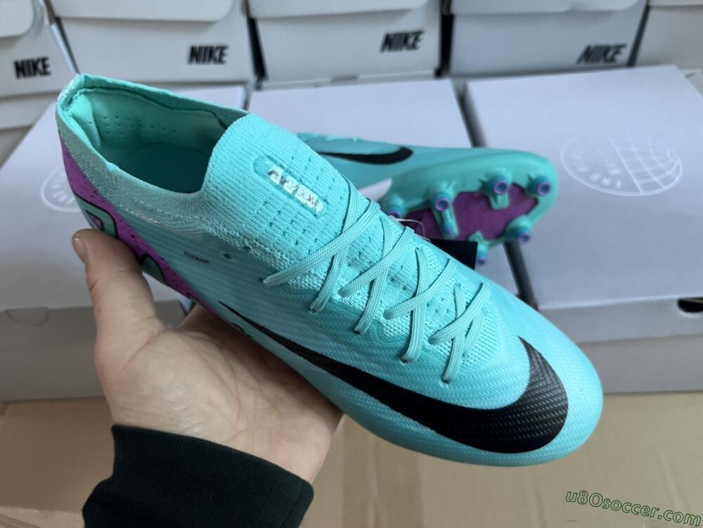 Nike Air Zoom Mercurial Vapor 15 Elite AG Artificial Grass Soccer Cleats - Jade/Purple/Black