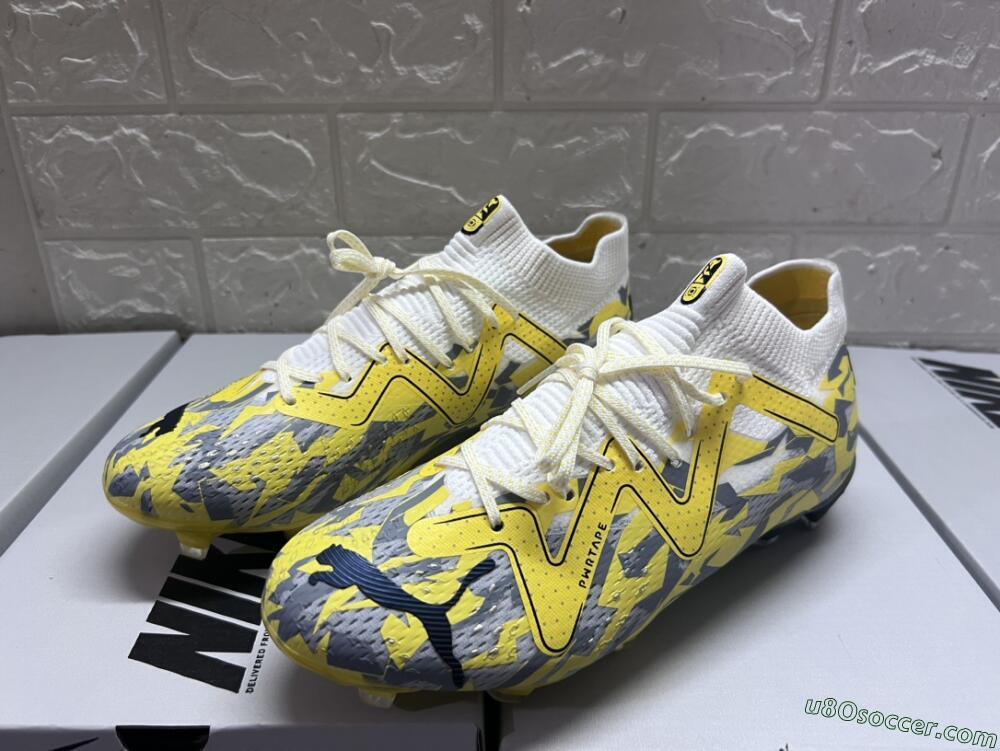 Puma Future Ultimate FG Firm Ground Soccer Cleats - Yellow/White/Grey