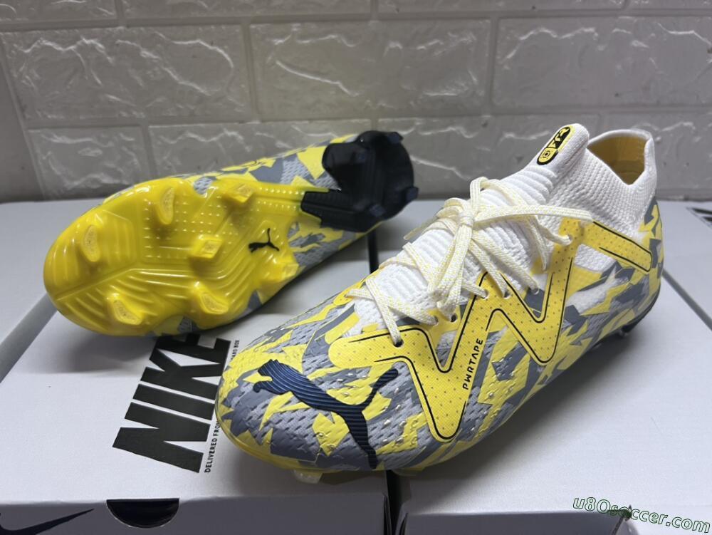 Puma Future Ultimate FG Firm Ground Soccer Cleats - Yellow/White/Grey