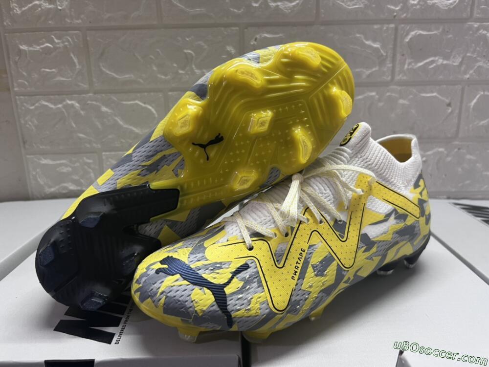 Puma Future Ultimate FG Firm Ground Soccer Cleats - Yellow/White/Grey