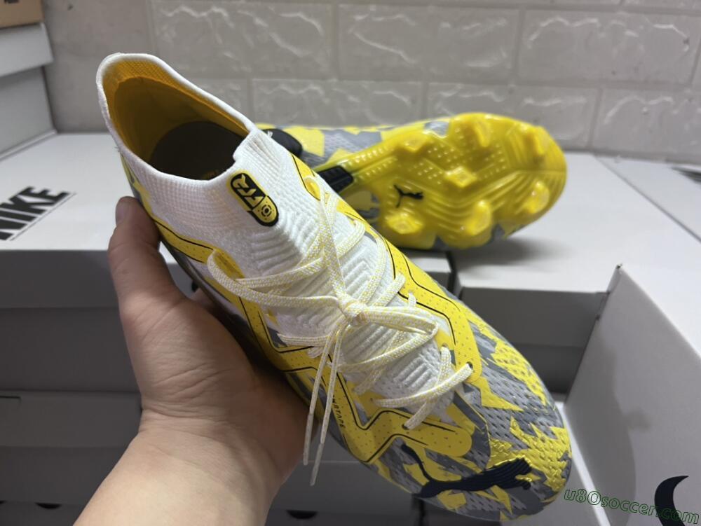 Puma Future Ultimate FG Firm Ground Soccer Cleats - Yellow/White/Grey