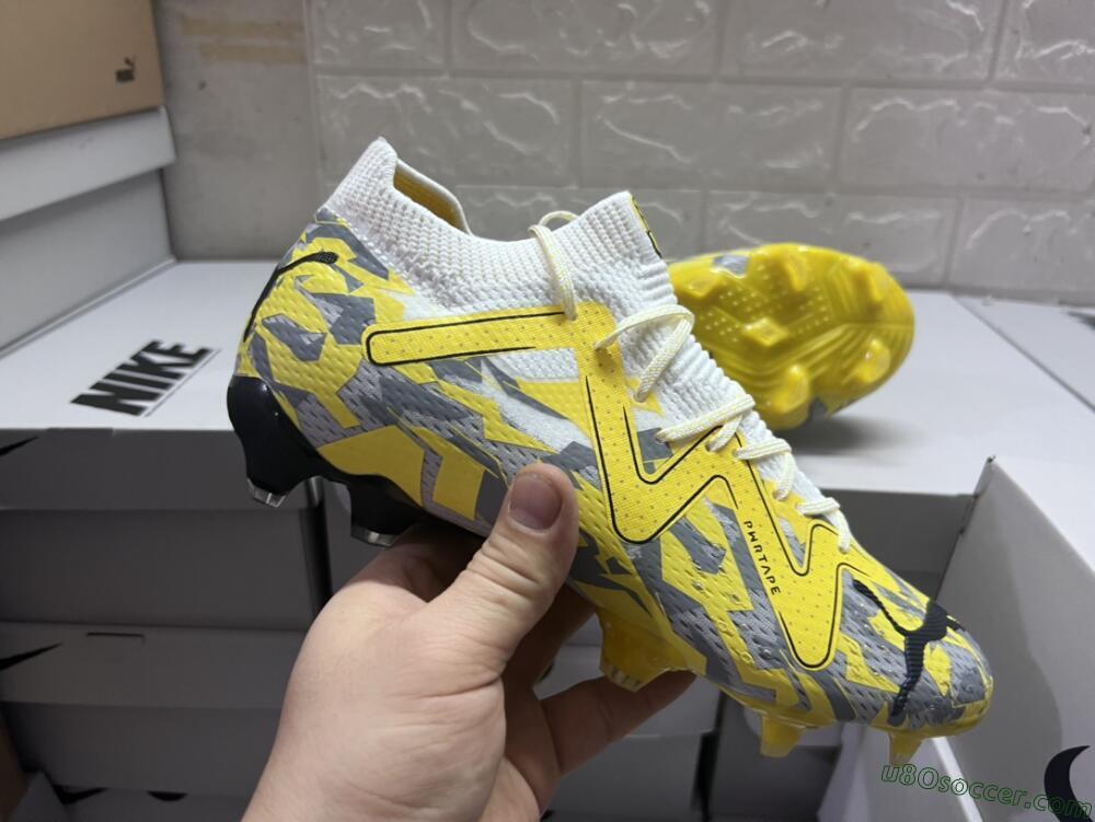 Puma Future Ultimate FG Firm Ground Soccer Cleats - Yellow/White/Grey