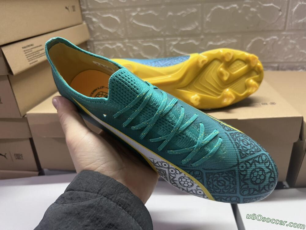 Puma Ultra Ultimate FG Firm Ground Soccer Cleats - Jade/White/Yellow