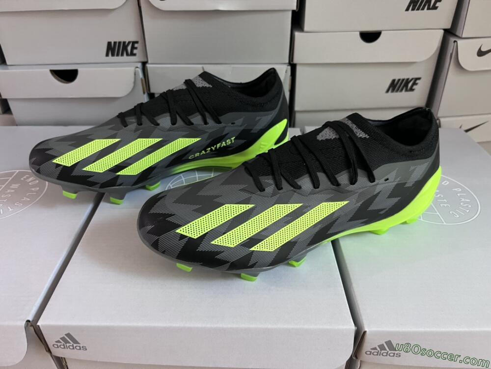 Adidas x Crazyfast.1 FG Firm Ground Soccer Cleats - Black/Green