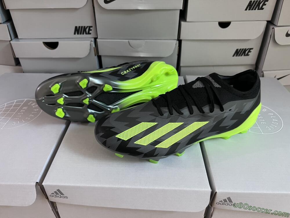 Adidas x Crazyfast.1 FG Firm Ground Soccer Cleats - Black/Green