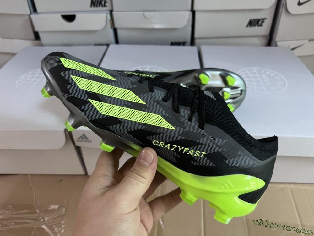 Adidas x Crazyfast.1 FG Firm Ground Soccer Cleats - Black/Green