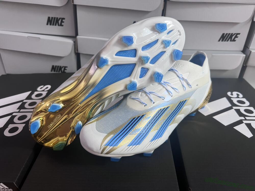 Adidas X Crazyfast.1 FG Firm Ground Soccer Cleats - White/Blue/Gold
