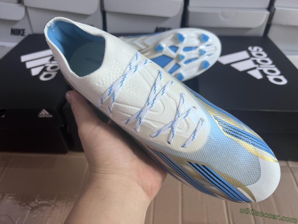 Adidas X Crazyfast.1 FG Firm Ground Soccer Cleats - White/Blue/Gold