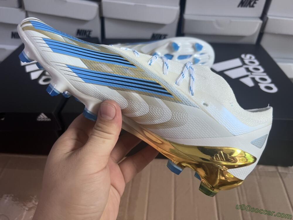 Adidas X Crazyfast.1 FG Firm Ground Soccer Cleats - White/Blue/Gold