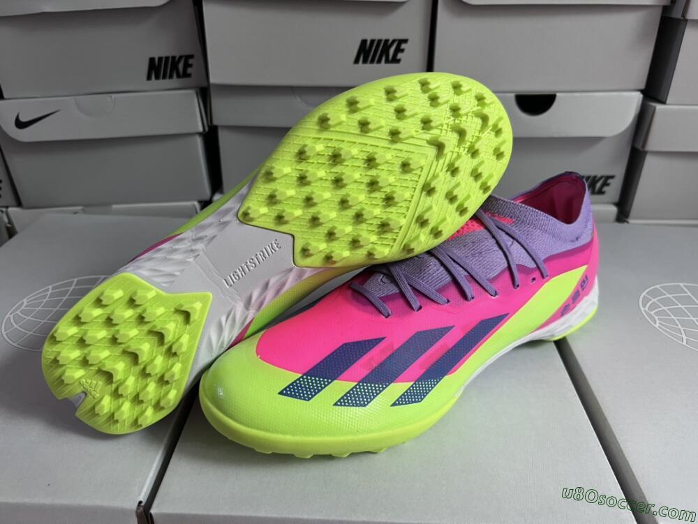 Adidas X Crazyfast.1 TF Artificial Turf Soccer Shoes - Pink/Purple/Blue/Green