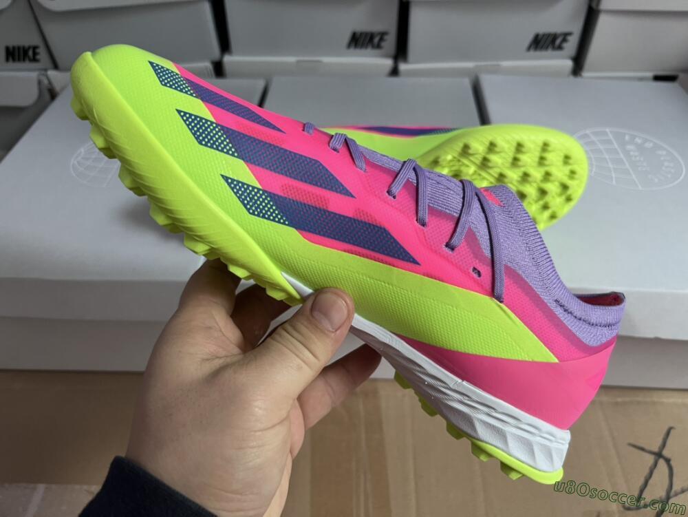 Adidas X Crazyfast.1 TF Artificial Turf Soccer Shoes - Pink/Purple/Blue/Green