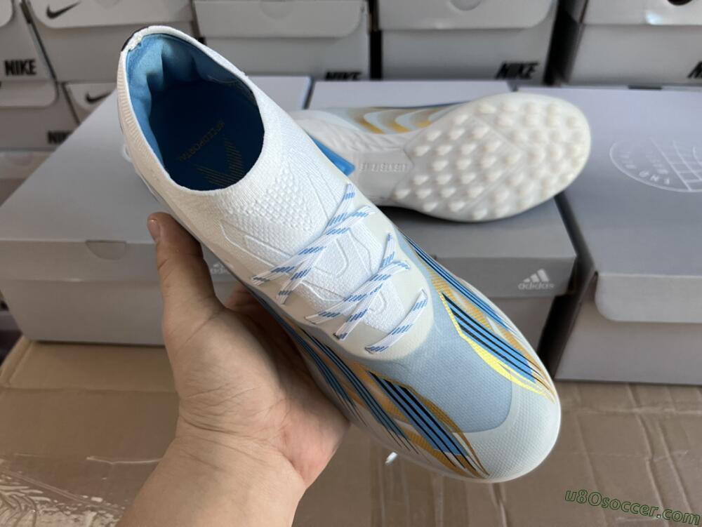 Adidas X Crazyfast.1 TF Artificial Turf Soccer Shoes - White/Blue/Gold