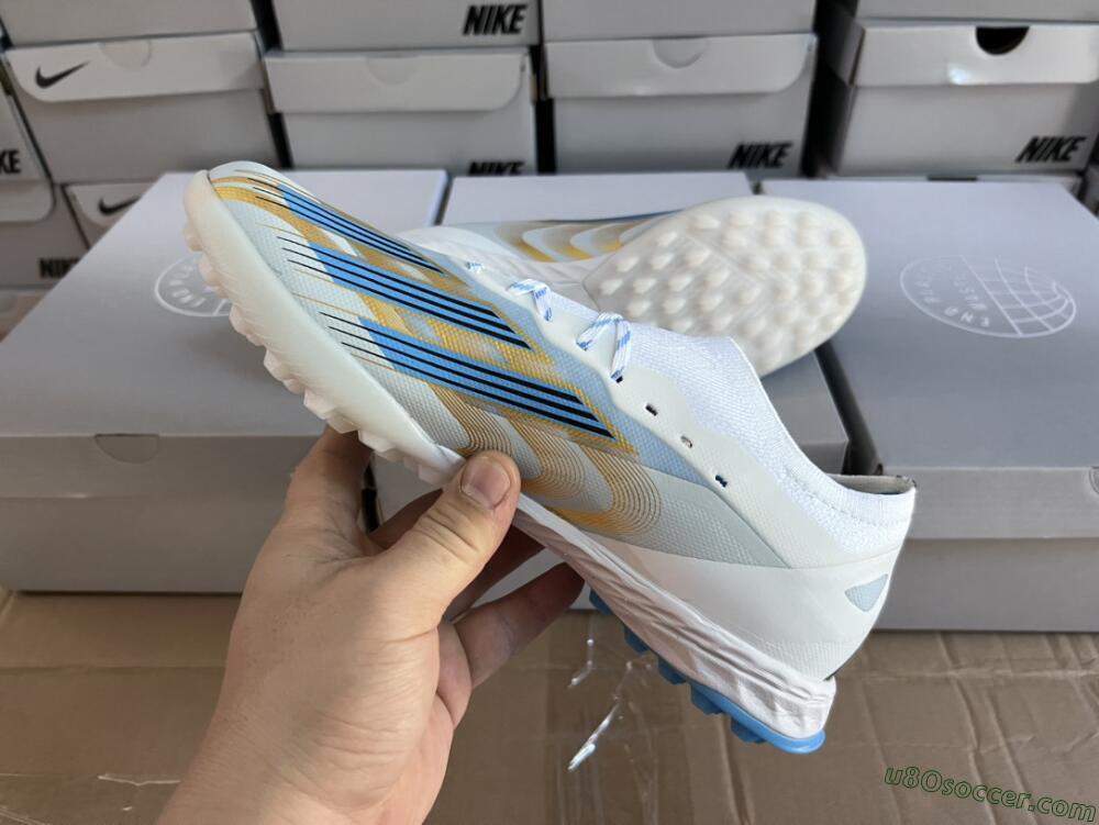 Adidas X Crazyfast.1 TF Artificial Turf Soccer Shoes - White/Blue/Gold