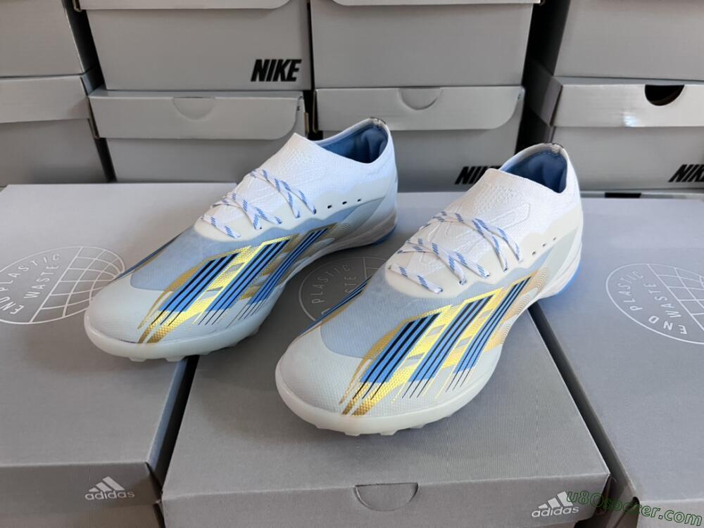 Adidas X Crazyfast.1 TF Artificial Turf Soccer Shoes - White/Blue/Gold