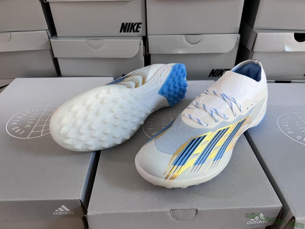 Adidas X Crazyfast.1 TF Artificial Turf Soccer Shoes - White/Blue/Gold
