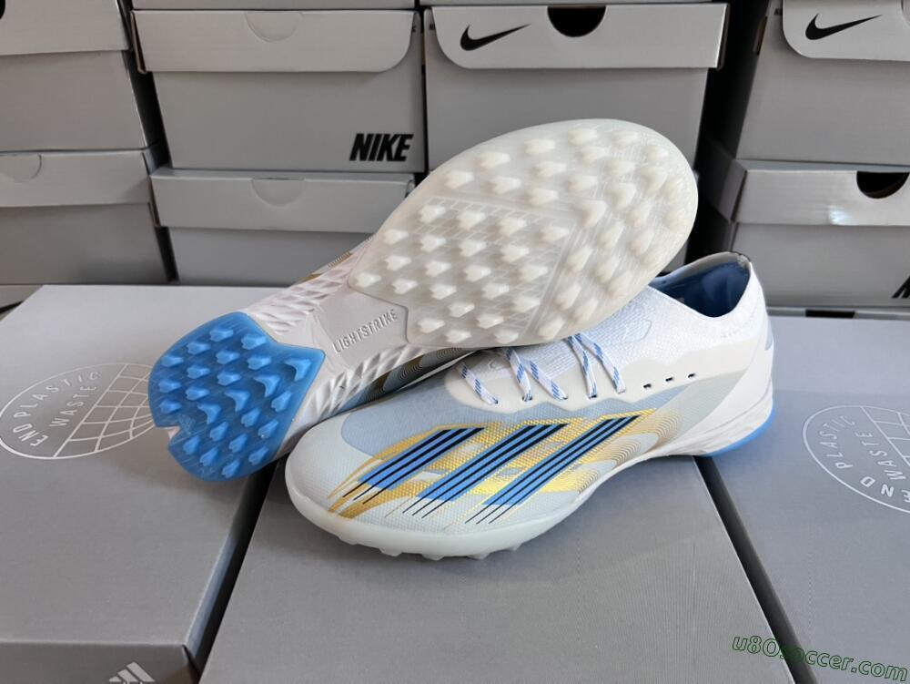Adidas X Crazyfast.1 TF Artificial Turf Soccer Shoes - White/Blue/Gold