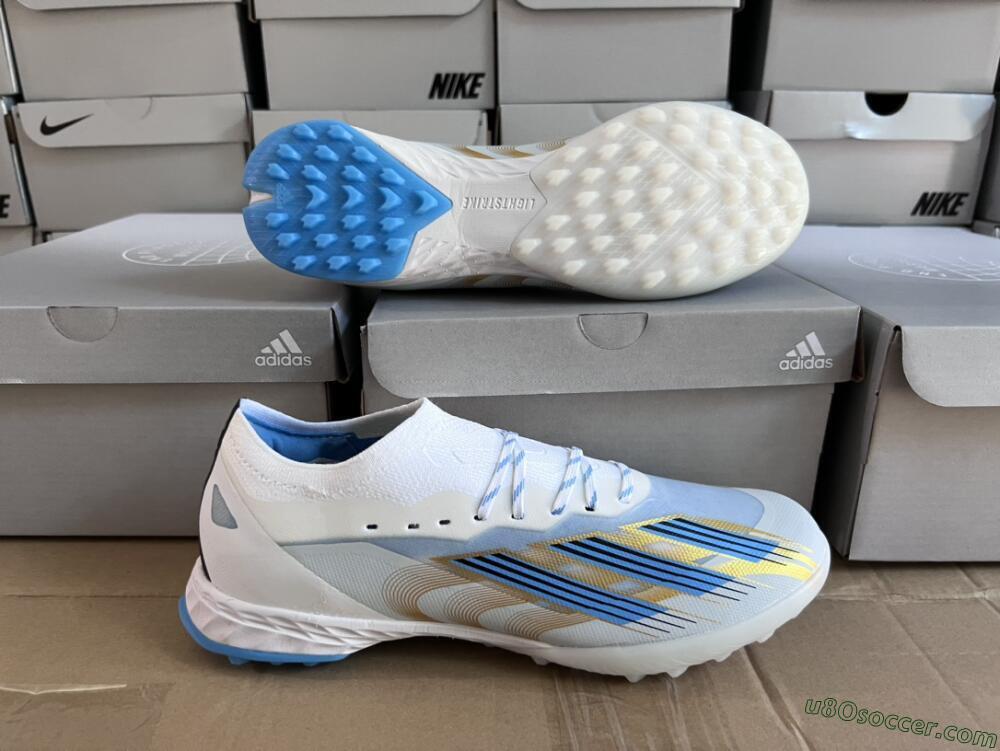 Adidas X Crazyfast.1 TF Artificial Turf Soccer Shoes - White/Blue/Gold