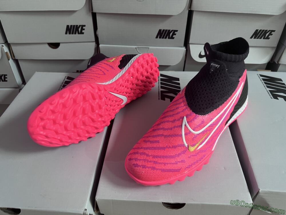 Nike Phantom GX Elite DF Link TF Artificial Turf Soccer Shoes - Pink/Gold/White/Black