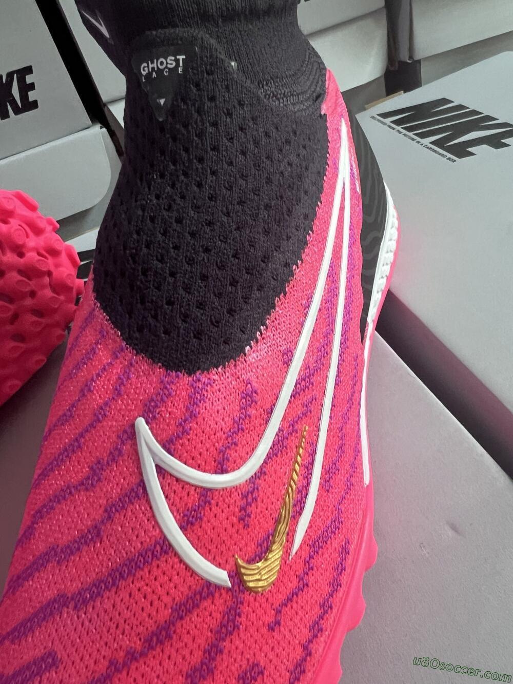 Nike Phantom GX Elite DF Link TF Artificial Turf Soccer Shoes - Pink/Gold/White/Black