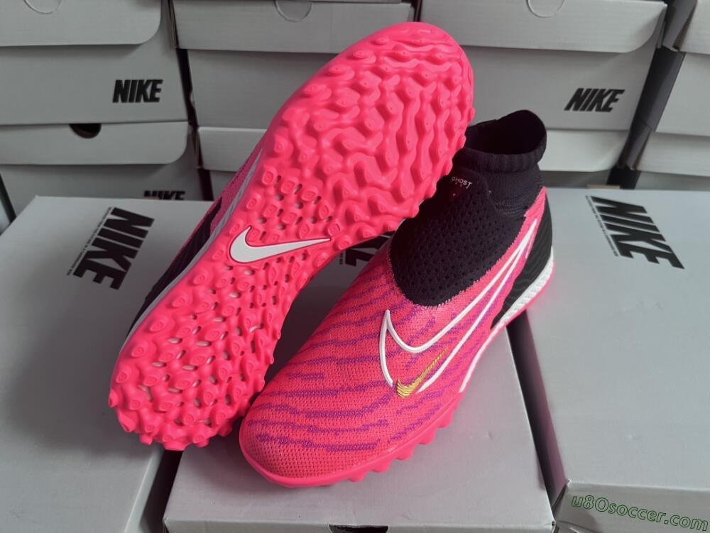 Nike Phantom GX Elite DF Link TF Artificial Turf Soccer Shoes - Pink/Gold/White/Black
