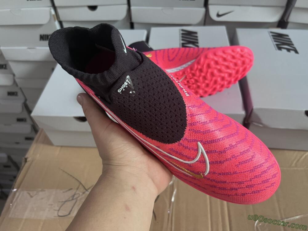 Nike Phantom GX Elite DF Link TF Artificial Turf Soccer Shoes - Pink/Gold/White/Black