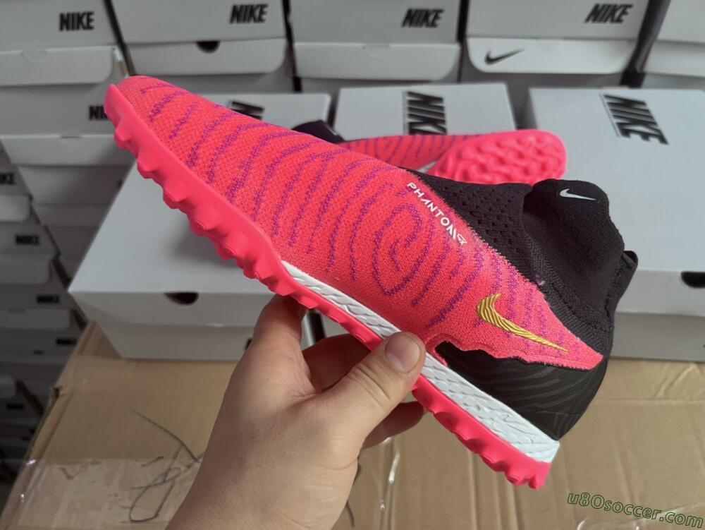 Nike Phantom GX Elite DF Link TF Artificial Turf Soccer Shoes - Pink/Gold/White/Black