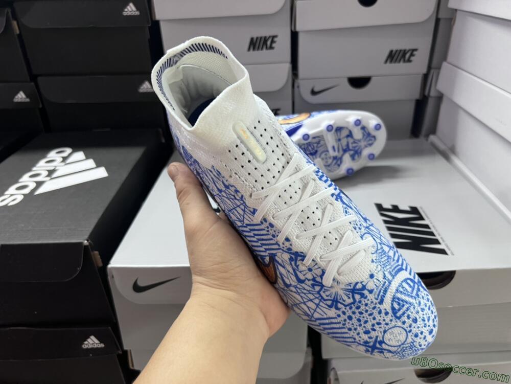 Nike Air Zoom Mercurial Superfly 9 Elite AG Artificial Grass Soccer Cleats - Blue/White