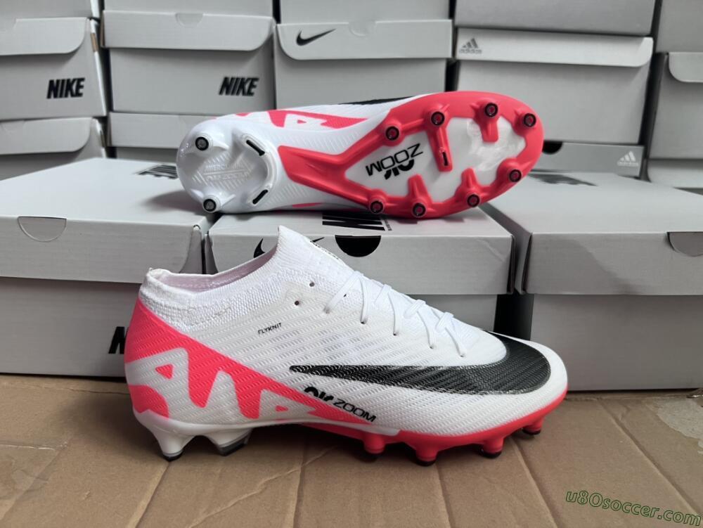Nike Air Zoom Mercurial Vapor 15 Elite AG Artificial Grass Soccer Cleats - White/Black/Red