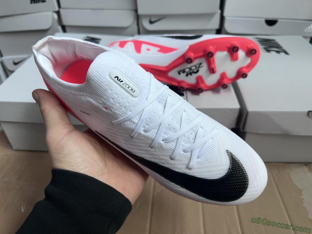 Nike Air Zoom Mercurial Vapor 15 Elite AG Artificial Grass Soccer Cleats - White/Black/Red