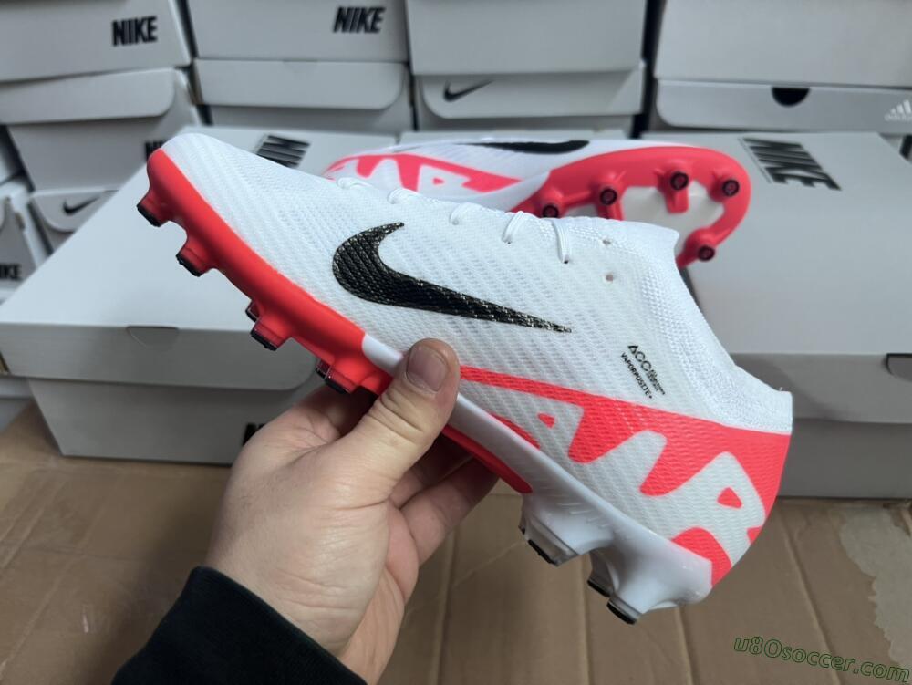 Nike Air Zoom Mercurial Vapor 15 Elite AG Artificial Grass Soccer Cleats - White/Black/Red