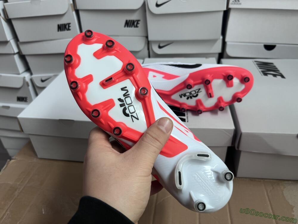 Nike Air Zoom Mercurial Vapor 15 Elite AG Artificial Grass Soccer Cleats - White/Black/Red