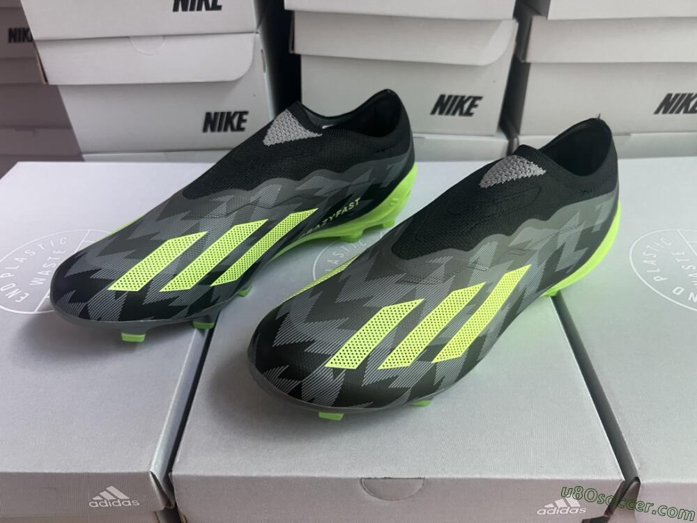 Adidas X Crazyfast+ FG Firm Ground Soccer Cleats - Grey/Black/Green